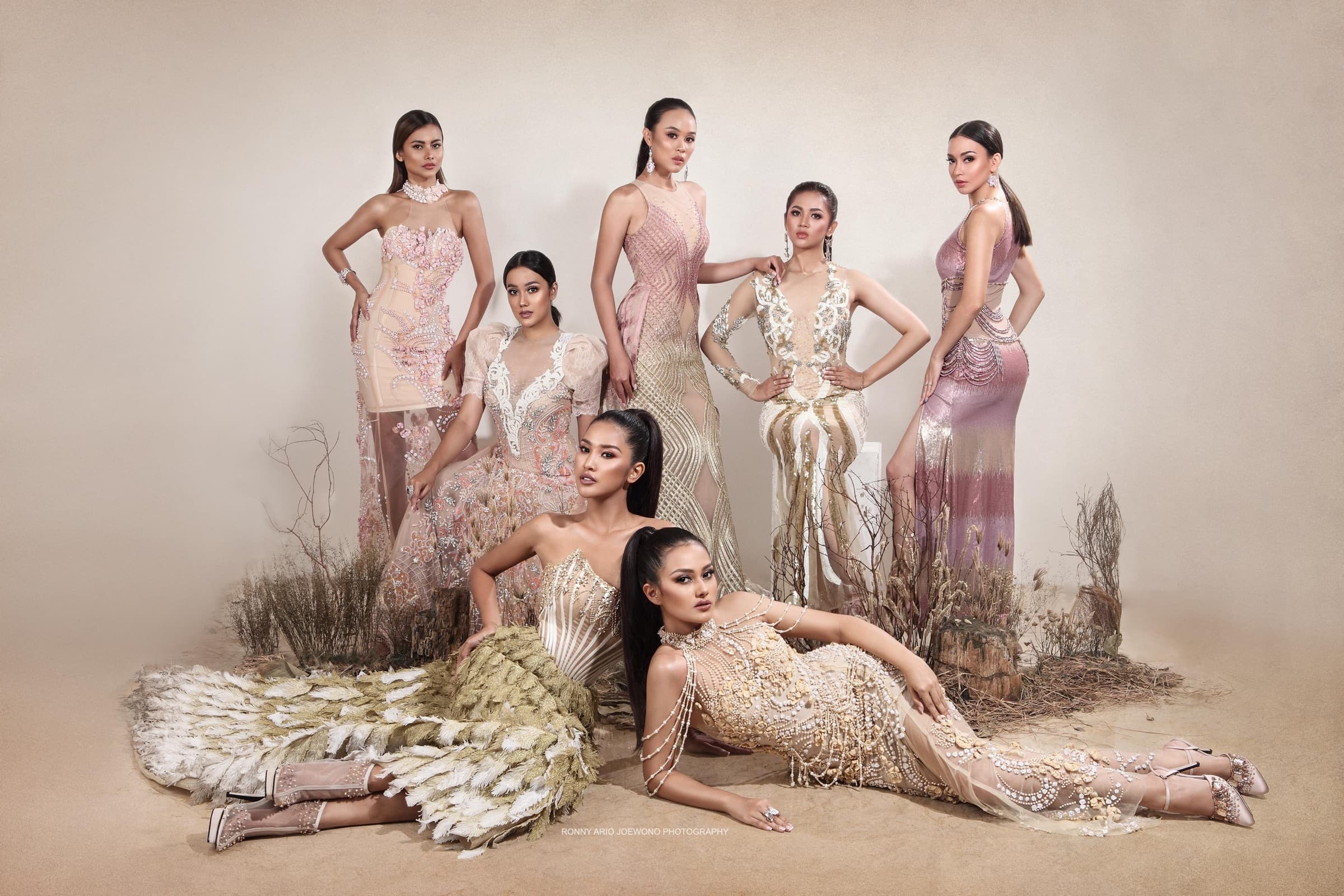Wilda's Agency talents posing in couture gowns